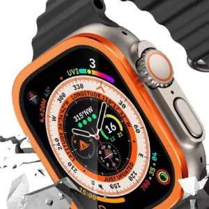 Newface Apple Watch Ultra 49mm Alüminyum Kasa Cam Ekran Koruyucu - Turuncu