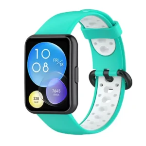 Newface Huawei Watch Fit 2 Spor Delikli Kordon - Turkuaz-beyaz