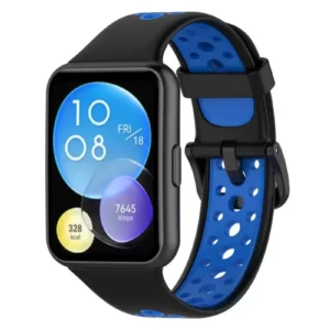 Newface Huawei Watch Fit 2 Spor Delikli Kordon - Siyah-mavi