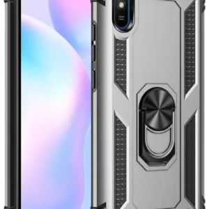 Newface Xiaomi Redmi 9a Kılıf Sofya Yüzüklü Silikon Kapak - Gümüş