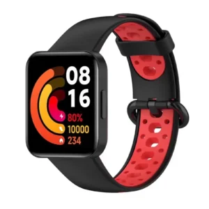 Newface Xiaomi Redmi Watch 2 Spor Delikli Kordon - Siyah-kırmızı