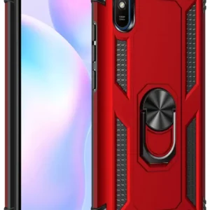 Newface Xiaomi Redmi 9a Kılıf Sofya Yüzüklü Silikon Kapak - Kırmızı