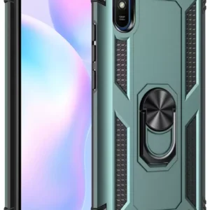 Newface Xiaomi Redmi 9a Kılıf Sofya Yüzüklü Silikon Kapak - Yeşil