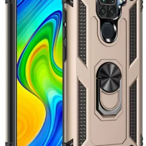 Newface Xiaomi Redmi Note 9 Kılıf Sofya Yüzüklü Silikon Kapak - Gold