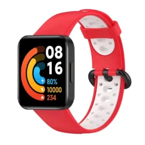 Newface Xiaomi Redmi Watch 2 Spor Delikli Kordon - Kırmızı-beyaz
