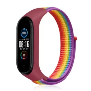 Newface Xiaomi Mi Band 4 Hasırlı Cırtcırtlı Kordon - Gökkuşağı