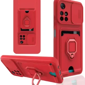 Newface Xiaomi Redmi Note 11t Kılıf Zuma Kartvizitli Yüzüklü Silikon - Kırmızı