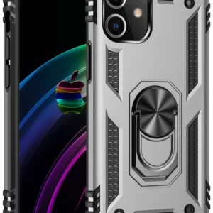 Newface İphone 12 Kılıf Sofya Yüzüklü Silikon Kapak - Gümüş