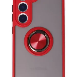Newface Samsung Galaxy S23 Kılıf Montreal Yüzüklü Silikon Kapak - Kırmızı