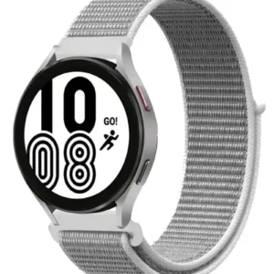 Newface Samsung Galaxy Watch 4 Hasırlı Cırtcırtlı Kordon - Beyaz