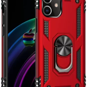 Newface İphone 12 Kılıf Sofya Yüzüklü Silikon Kapak - Kırmızı