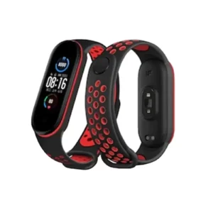 Newface Xiaomi Mi Band 6 Spor Delikli Kordon - Siyah-kırmızı