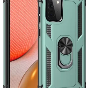 Newface Samsung Galaxy A72 Kılıf Sofya Yüzüklü Silikon Kapak - Yeşil