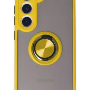 Newface Samsung Galaxy S23 Kılıf Montreal Yüzüklü Silikon Kapak - Sarı