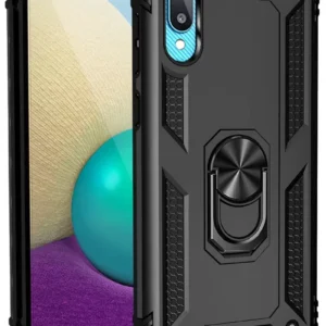 Newface Samsung Galaxy A02 Kılıf Sofya Yüzüklü Silikon Kapak - Siyah