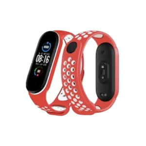 Newface Xiaomi Mi Band 6 Spor Delikli Kordon - Kırmızı-beyaz