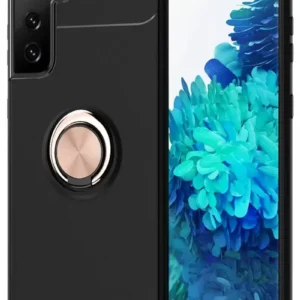 Newface Samsung Galaxy S21 Plus Kılıf Range Yüzüklü Silikon - Siyah-gold