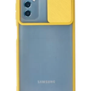 Newface Samsung Galaxy M52 5g Kılıf Palm Buzlu Kamera Sürgülü Silikon - Sarı
