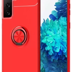 Newface Samsung Galaxy S21 Plus Kılıf Range Yüzüklü Silikon - Kırmızı