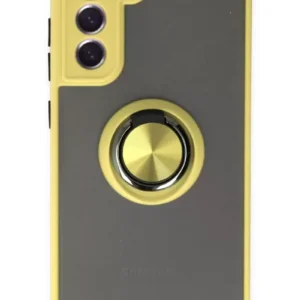 Newface Samsung Galaxy S21 Fe Kılıf Montreal Yüzüklü Silikon Kapak - Sarı