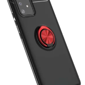 Newface Samsung Galaxy A91 / S10 Lite Kılıf Range Yüzüklü Silikon - Siyah-kırmızı