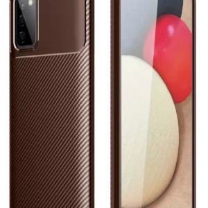 Newface Samsung Galaxy A02s Kılıf Auto Focus Karbon Kapak - Kahverengi