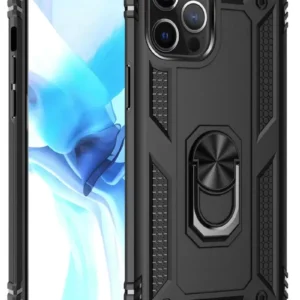 Newface İphone 12 Pro Max Kılıf Sofya Yüzüklü Silikon Kapak - Siyah