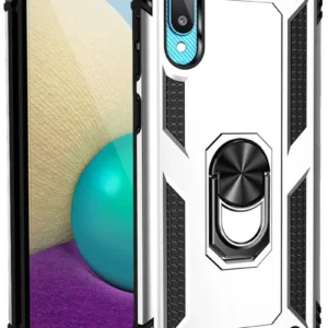 Newface Samsung Galaxy A02 Kılıf Sofya Yüzüklü Silikon Kapak - Gümüş