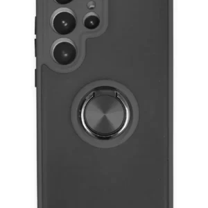 Newface Samsung Galaxy S23 Ultra Kılıf Montreal Yüzüklü Silikon Kapak - Siyah