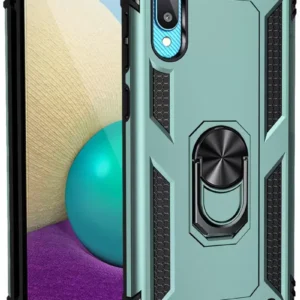 Newface Samsung Galaxy A02 Kılıf Sofya Yüzüklü Silikon Kapak - Yeşil