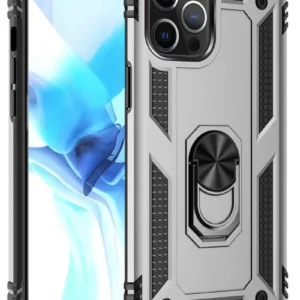 Newface İphone 12 Pro Max Kılıf Sofya Yüzüklü Silikon Kapak - Gümüş