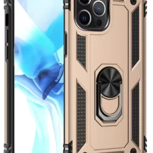 Newface İphone 12 Pro Max Kılıf Sofya Yüzüklü Silikon Kapak - Gold