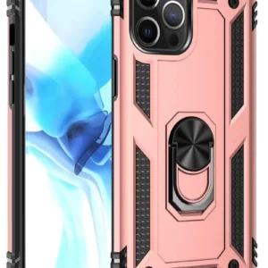 Newface İphone 12 Pro Max Kılıf Sofya Yüzüklü Silikon Kapak - Rose