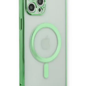 Newface İphone 12 Pro Kılıf Magneticsafe Lazer Silikon - Haki Yeşil