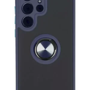 Newface Samsung Galaxy S23 Ultra Kılıf Montreal Yüzüklü Silikon Kapak - Lacivert