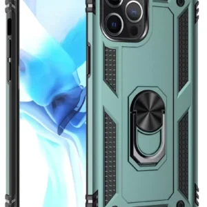 Newface İphone 12 Pro Max Kılıf Sofya Yüzüklü Silikon Kapak - Yeşil