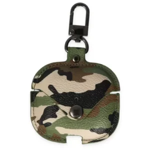 Newface Airpods 3 (3.nesil) Çanta Kamuflaj Deri Kılıf - Yeşil