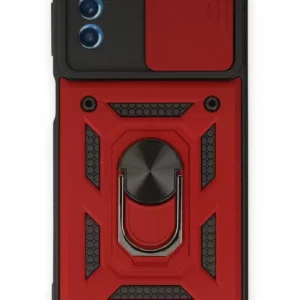 Newface Samsung Galaxy M52 5g Kılıf Pars Lens Yüzüklü Silikon - Kırmızı