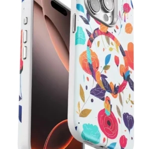 Onegif İphone 14 Pro Flower Series Magsafe Kapak - Beyaz