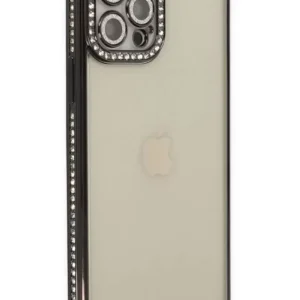 Newface İphone 12 Pro Kılıf Joke Taşlı Silikon - Siyah