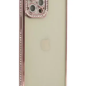 Newface İphone 12 Pro Kılıf Joke Taşlı Silikon - Pembe