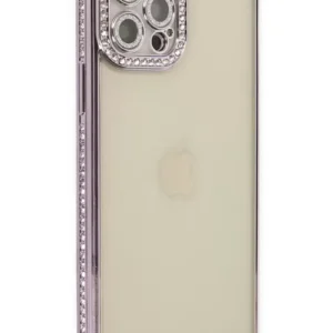 Newface İphone 12 Pro Kılıf Joke Taşlı Silikon - Mor