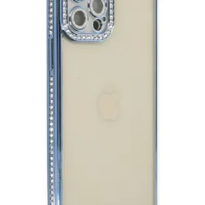 Newface İphone 12 Pro Kılıf Joke Taşlı Silikon - Mavi