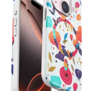 Onegif İphone 15 Plus Flower Series Magsafe Kapak - Beyaz