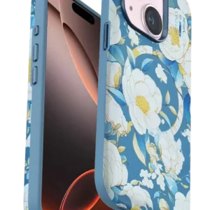 Onegif İphone 15 Plus Flower Series Magsafe Kapak - Mavi