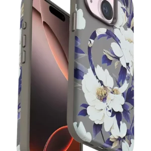 Onegif İphone 15 Plus Flower Series Magsafe Kapak - Gri