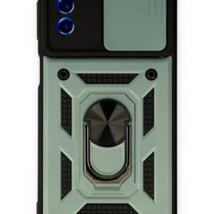 Newface Samsung Galaxy M52 5g Kılıf Pars Lens Yüzüklü Silikon - Yeşil