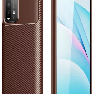 Newface Xiaomi Redmi 9t Kılıf Auto Focus Karbon Kapak - Kahverengi