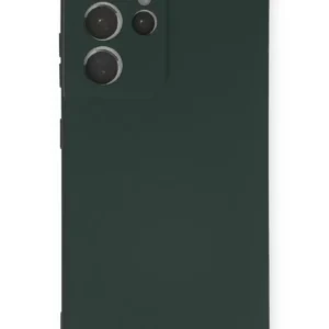 Newface Samsung Galaxy S21 Ultra Kılıf Nano İçi Kadife Silikon - Koyu Yeşil