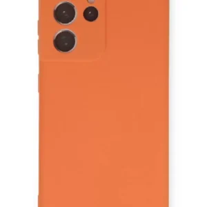 Newface Samsung Galaxy S21 Ultra Kılıf Nano İçi Kadife Silikon - Turuncu
